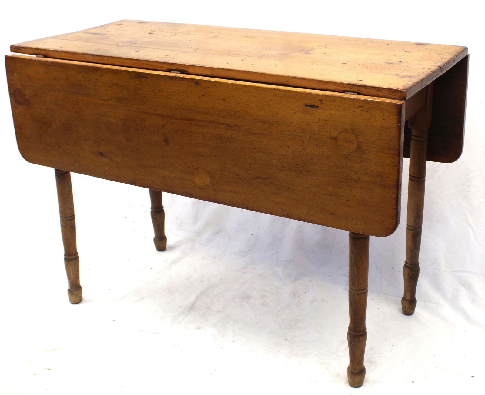 Country Sheraton dropleaf table - 29" tall x 42" long x 17 1/2" wide w 11" leaves (1 of 4)