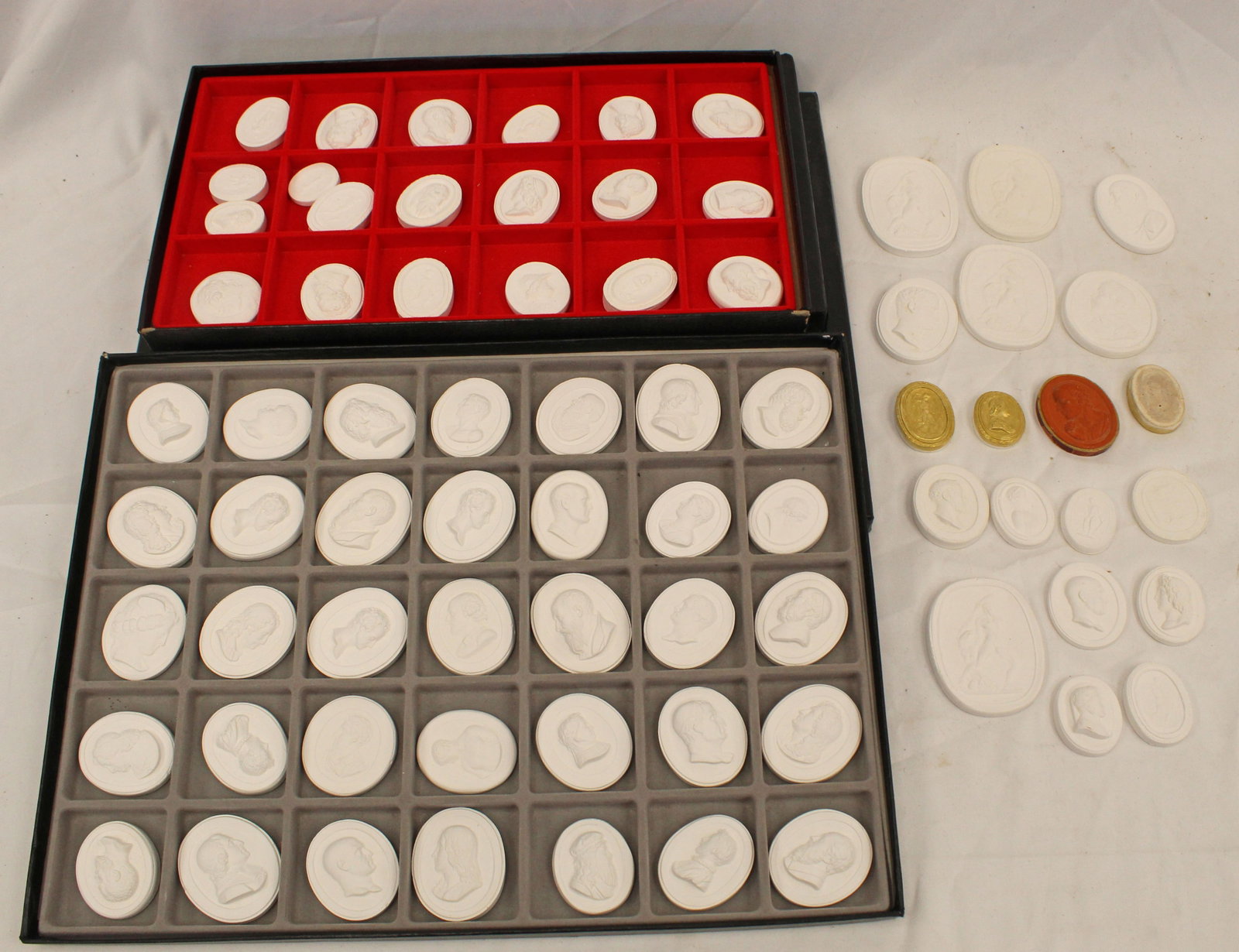 Large lot of plaster intaglios: Large lot of plaster intaglios