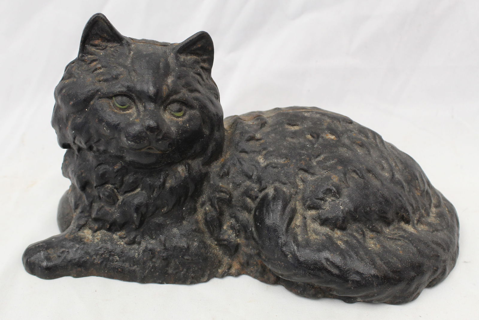 Antique cast iron cat door stop on black paint - 5" x 10" (1 of 4)