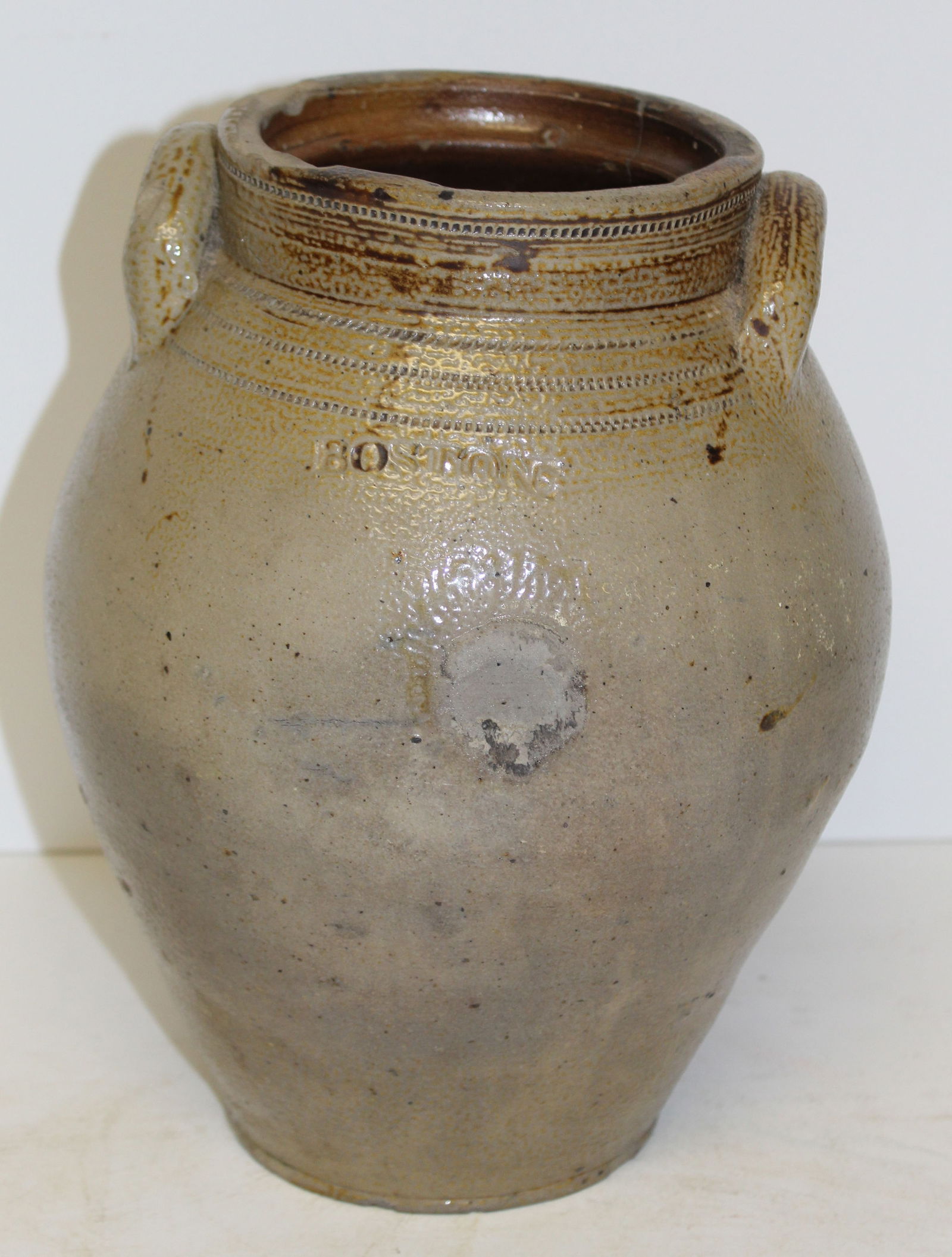 Boston Stoneware ovoid 2 handled jar - 10 1/2" tall (1 of 7)
