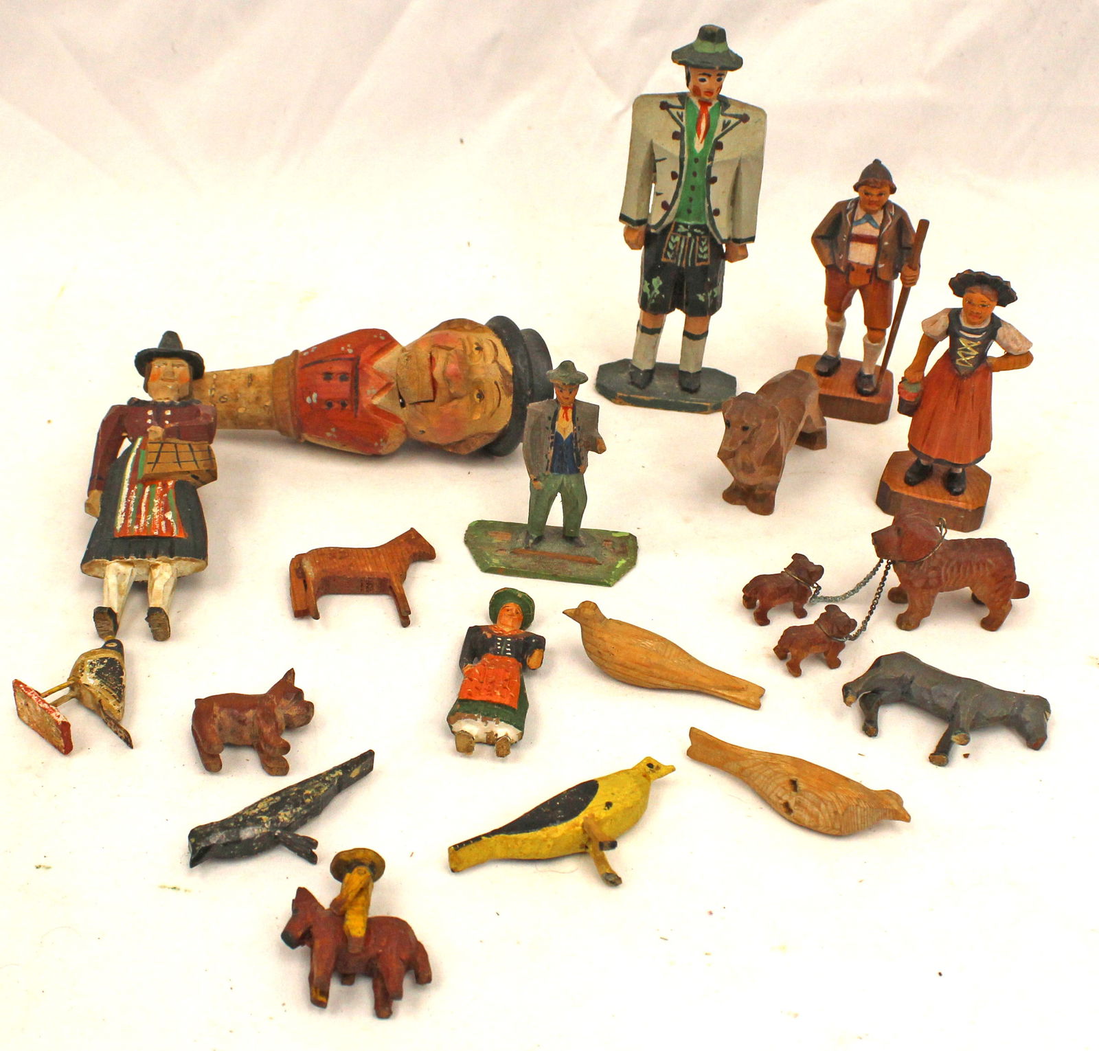 Mostly German antique carved wooden figures & animals (1 of 5)