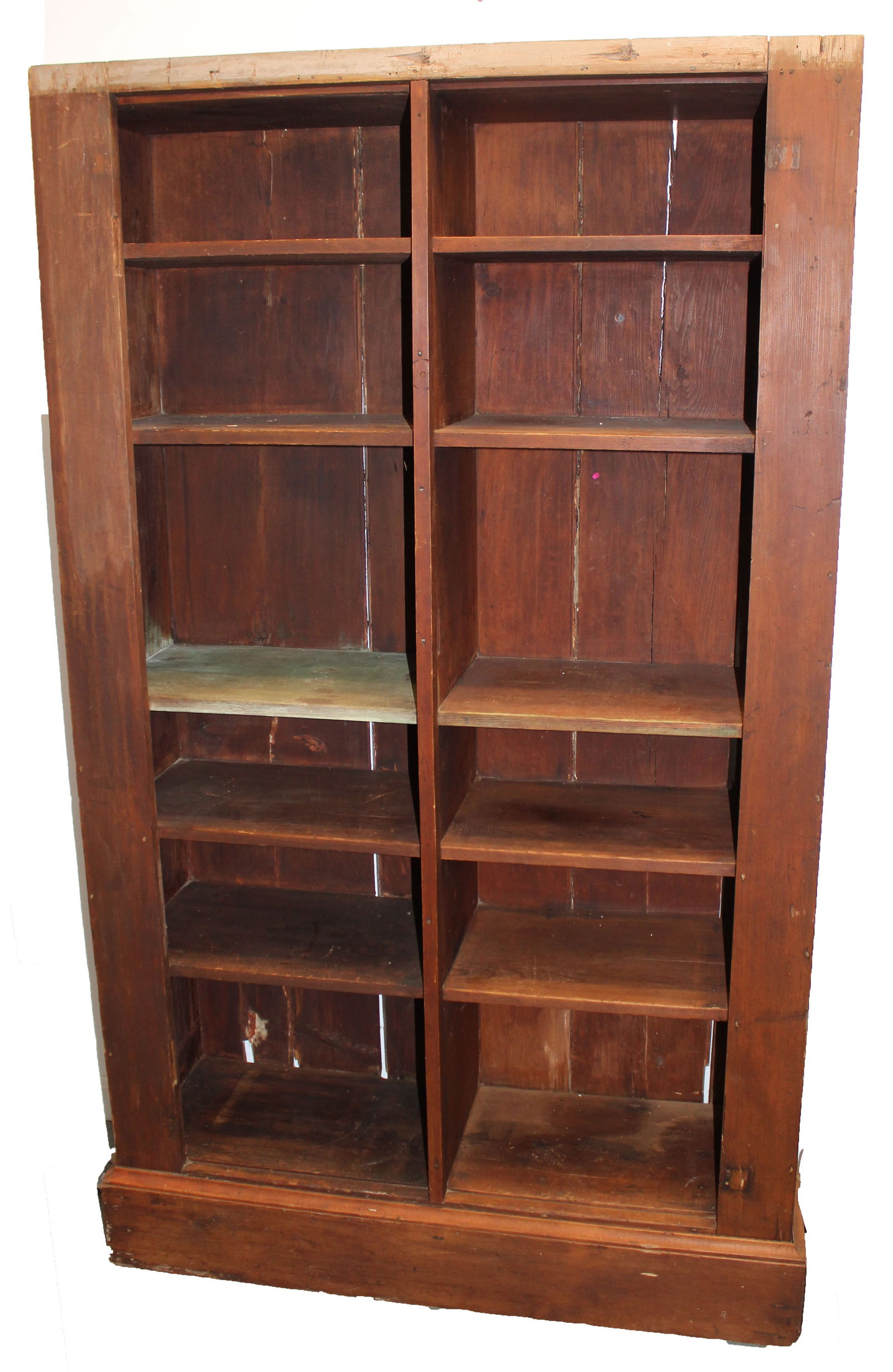 Large antique open front cupboard w shelved interior - 71 1/2" tall x 41 1/2" wide x 13 1/4" deep (1 of 6)