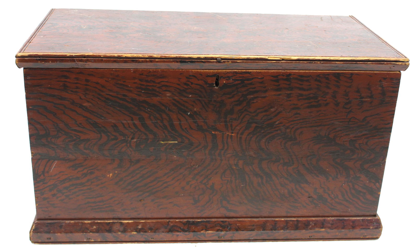 Antique blanket chest w till in black & red grain paint - 18 1/2" tall x 33" wide x 17" deep (1 of 6)