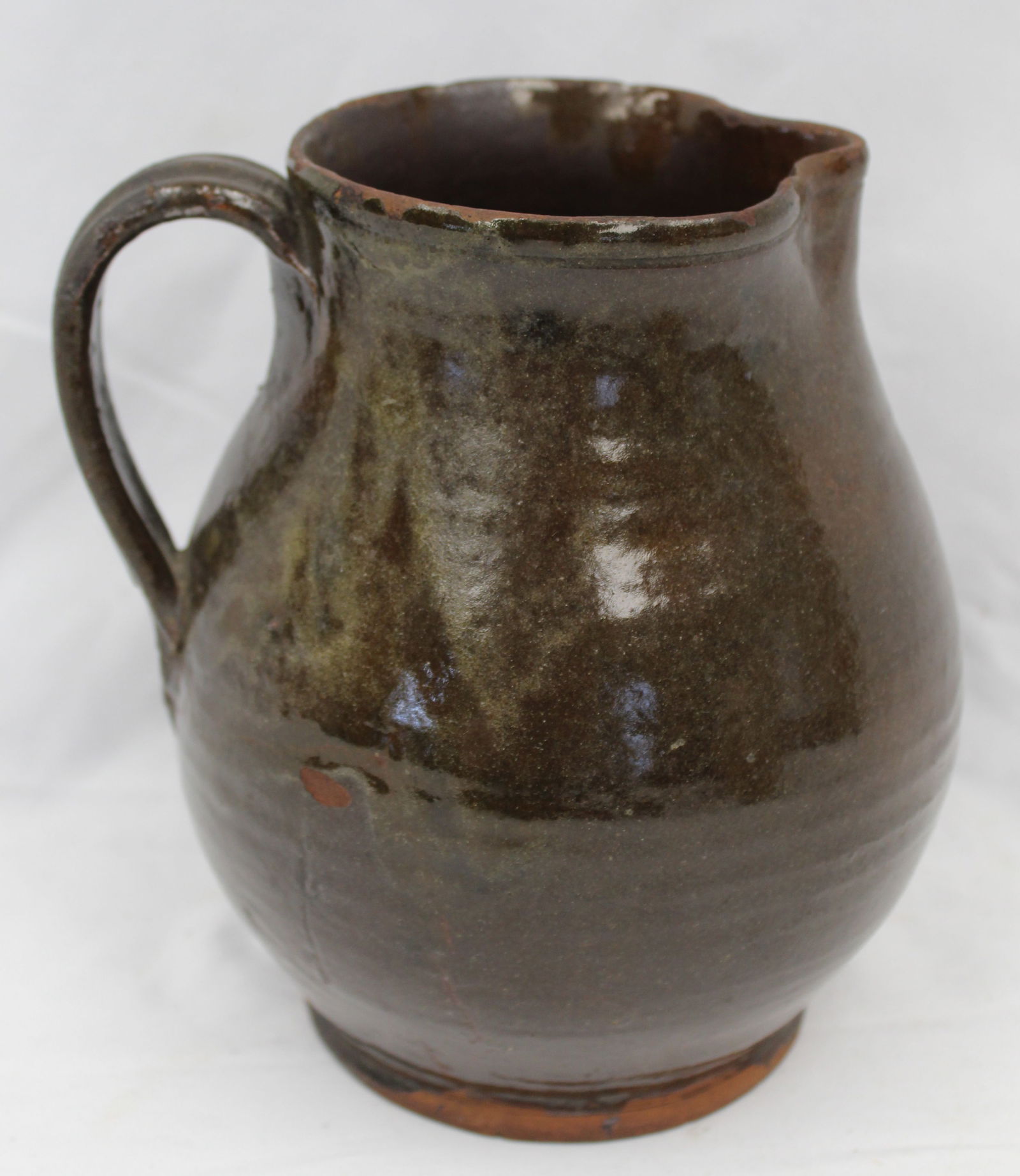 Antique redware pitcher - 7 1/2" tall (1 of 8)