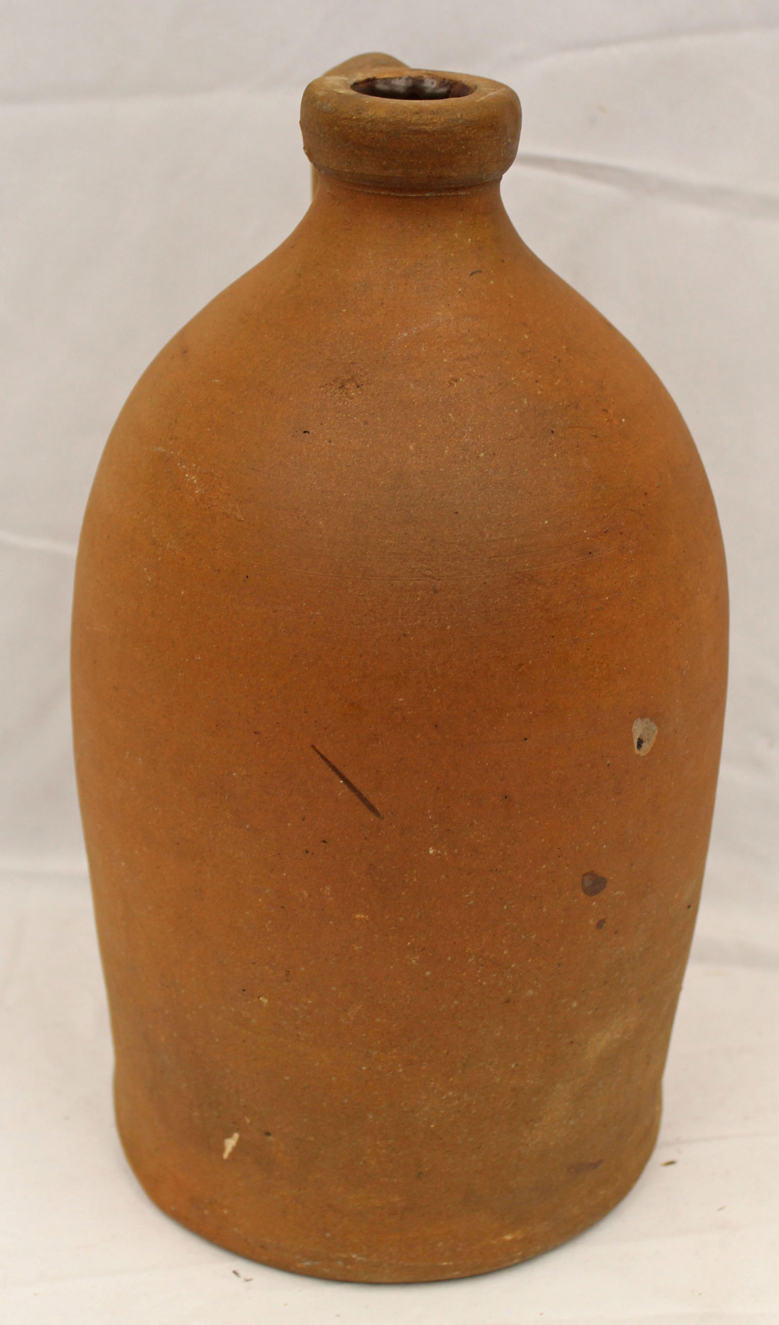 Antique large redware jug - 12" tall: Antique large redware jug - 12" tall