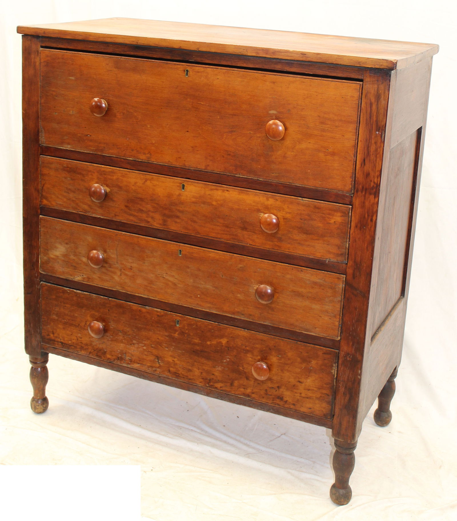 Antique Country Sheraton 4 dr chest - 47" tall x 42" wide x 21" deep (1 of 4)