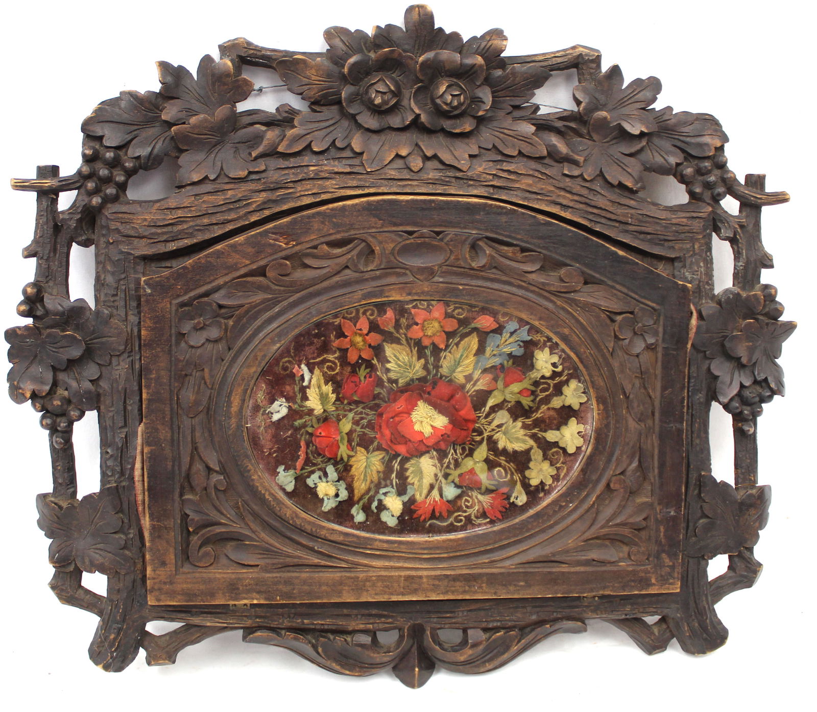 Carved Black Forest wall hanging letter rack -17"x19 1/4" (1 of 6)