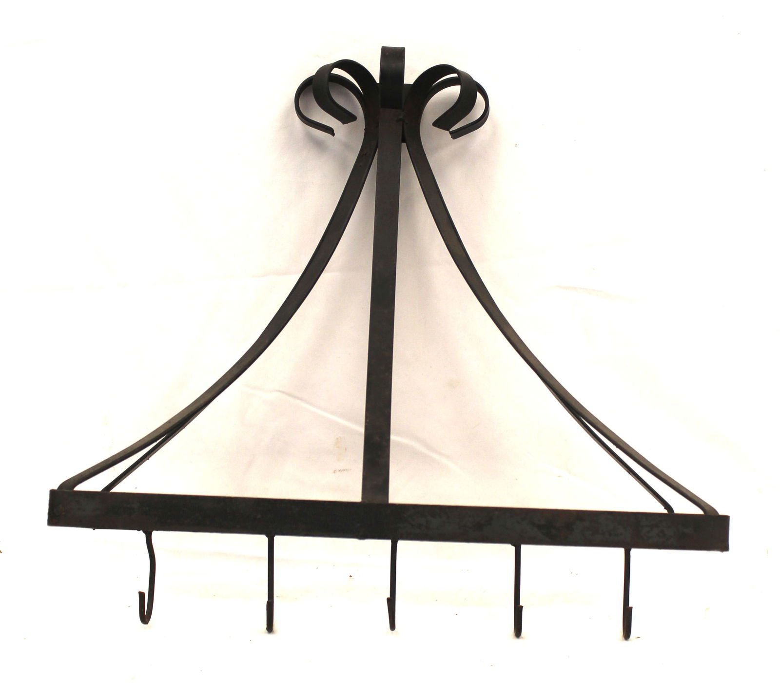 Cast iron wall hanging pot rack in black - 18" tall x 19" wide x 8 1/2" deep (1 of 5)