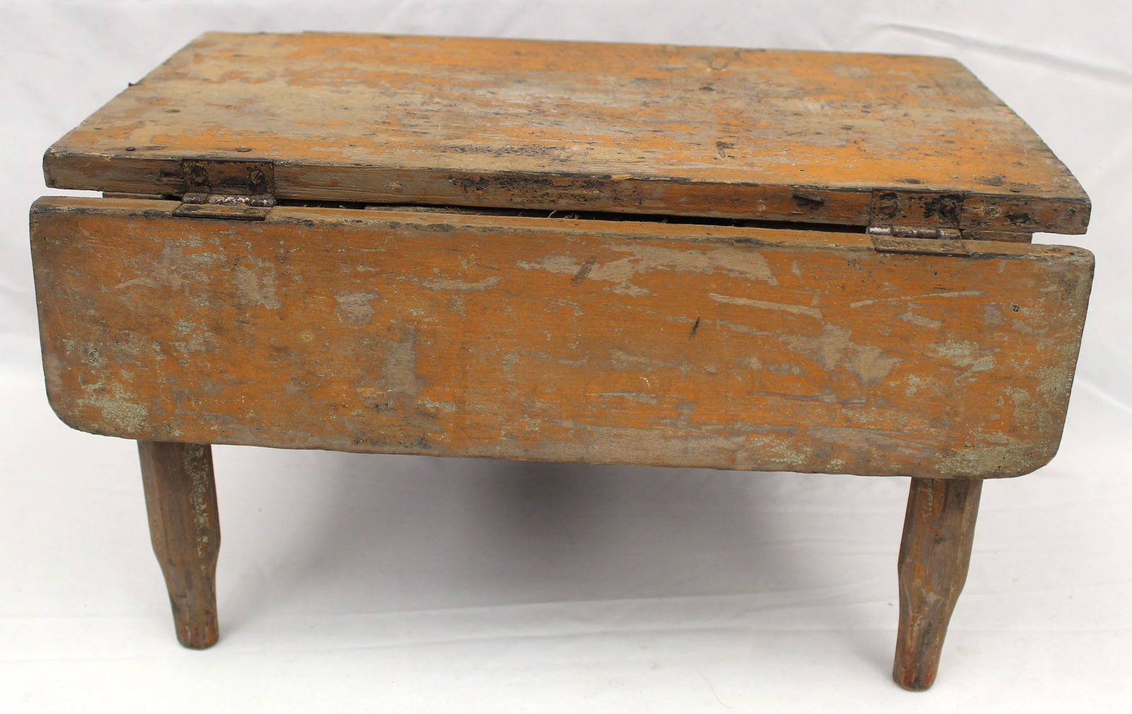 Antique child size wooden painted dropleaf table - 10" tall x 16 1/2" wide x 9 1/2" w 4" leaves (1 of 7)