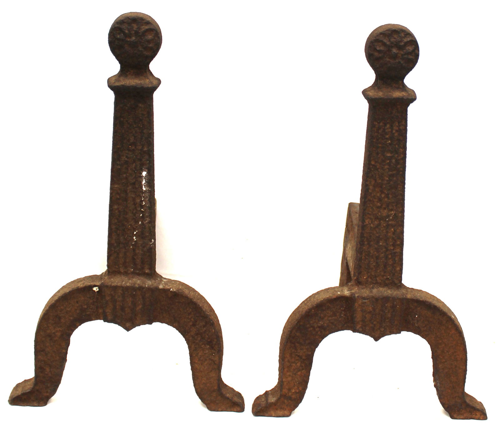 Pair of antique cast iron andirons - 15" tall (1 of 7)