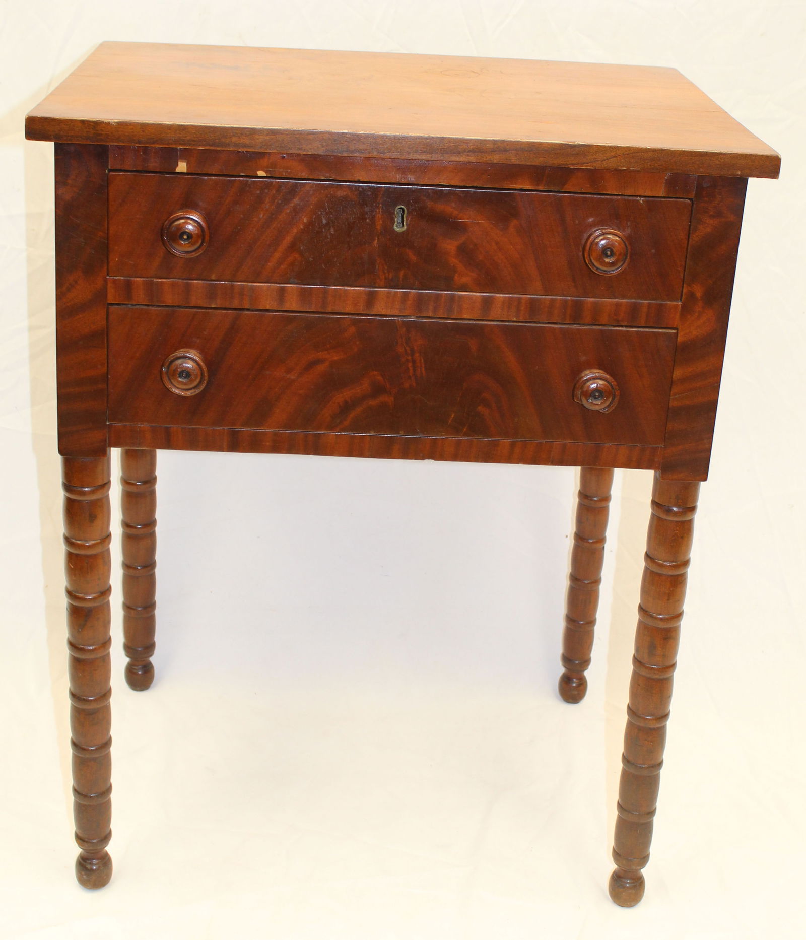 Sheraton mahog veneer 2 drawer stand - 28" tall x 23" wide x 17 1/2" deep (1 of 5)