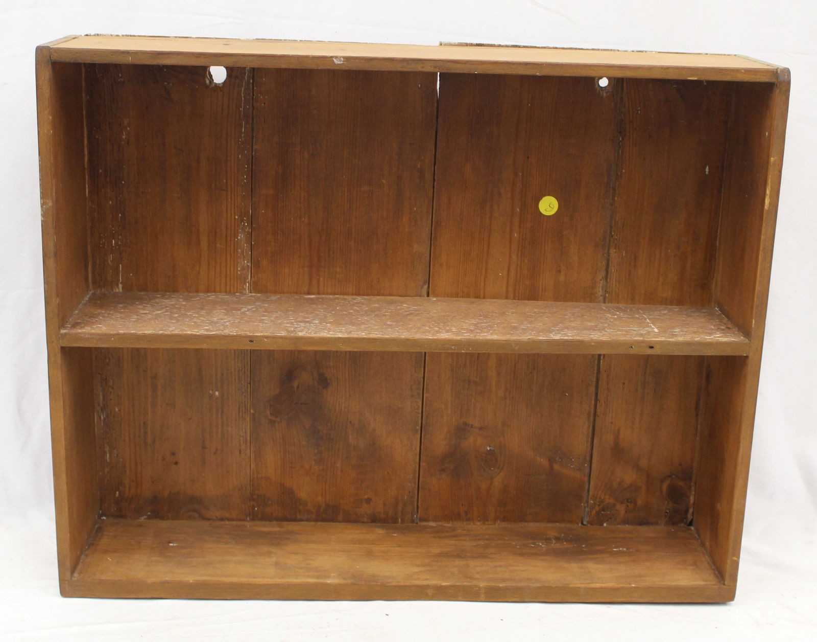 Primitive wooden hanging wall shelf w one shelf - 19 1/2" tall x 25" wide x 6" deep (1 of 5)