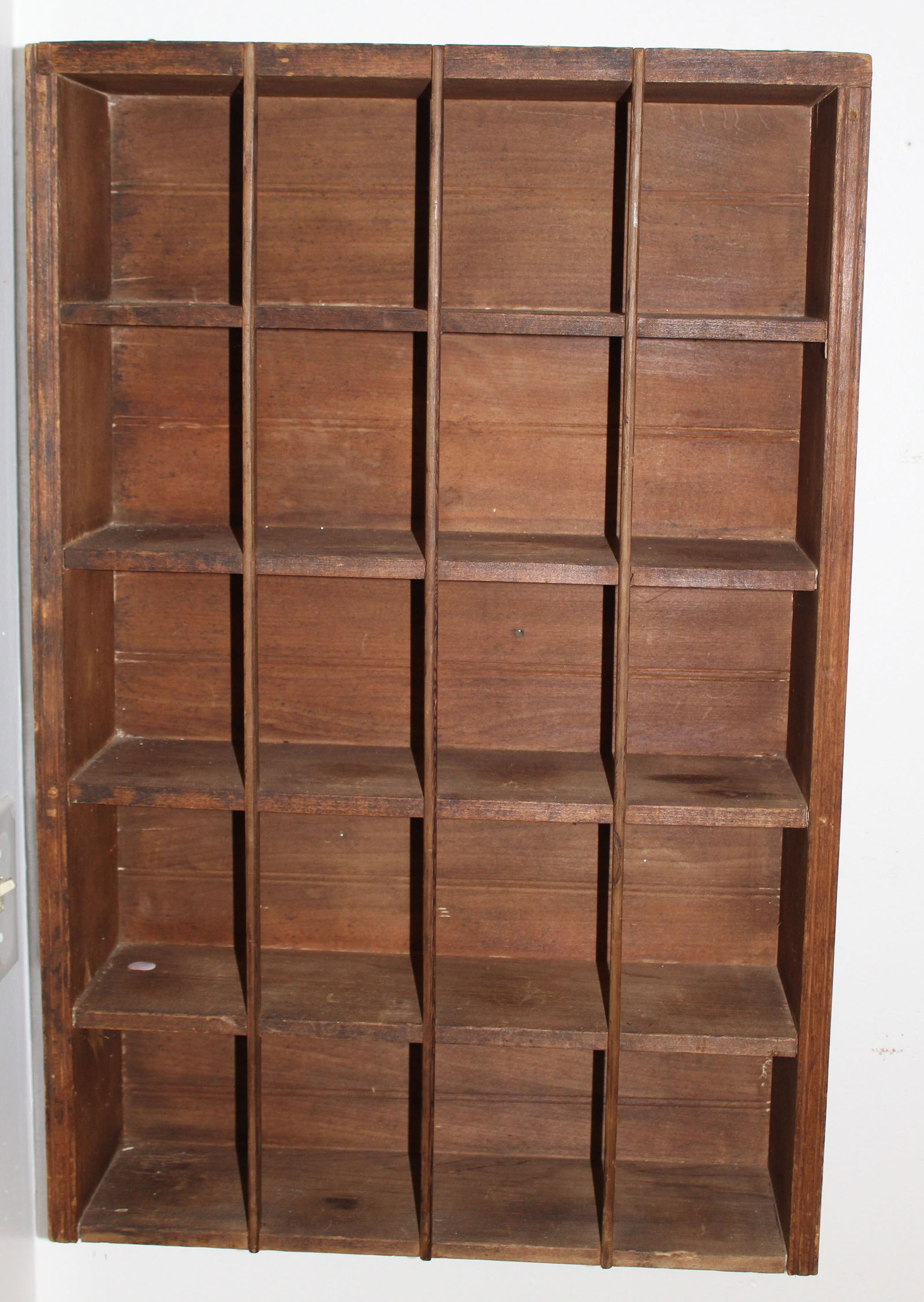 Primitive wooden hanging cubby shelf - 30 1/2" tall x 20" wide x 6" deep (1 of 2)