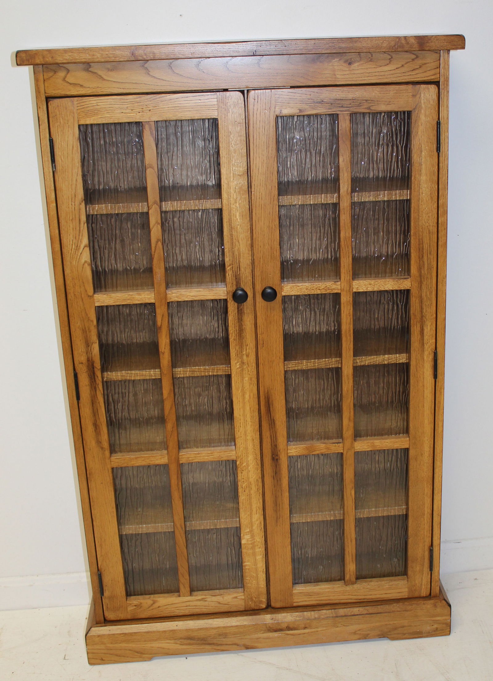 Wall hanging cupboard w 2 rippled glass doors - 46" tall x 26" wide x 8" deep (1 of 6)