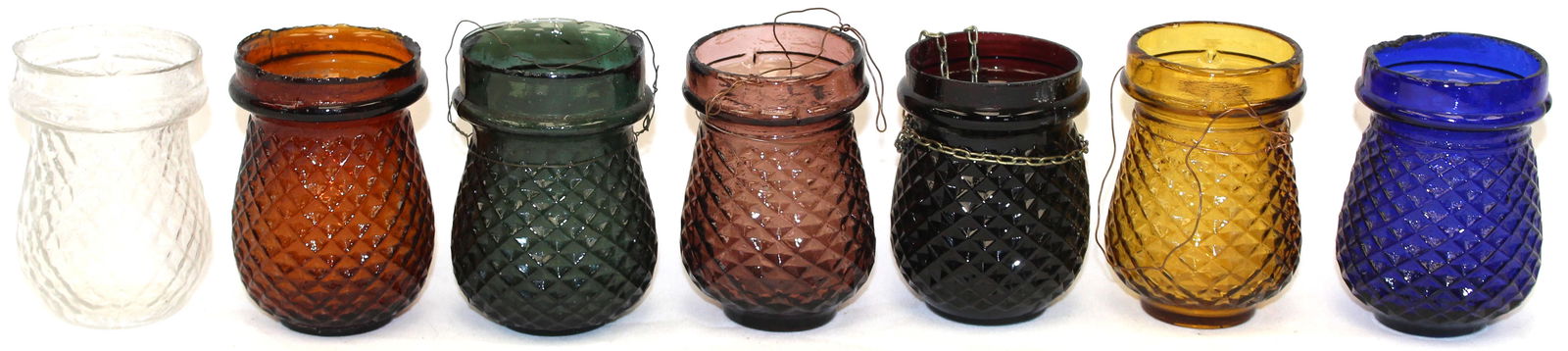 Lot of 6 colored glass fairy lamps - 4" tall (1 of 9)