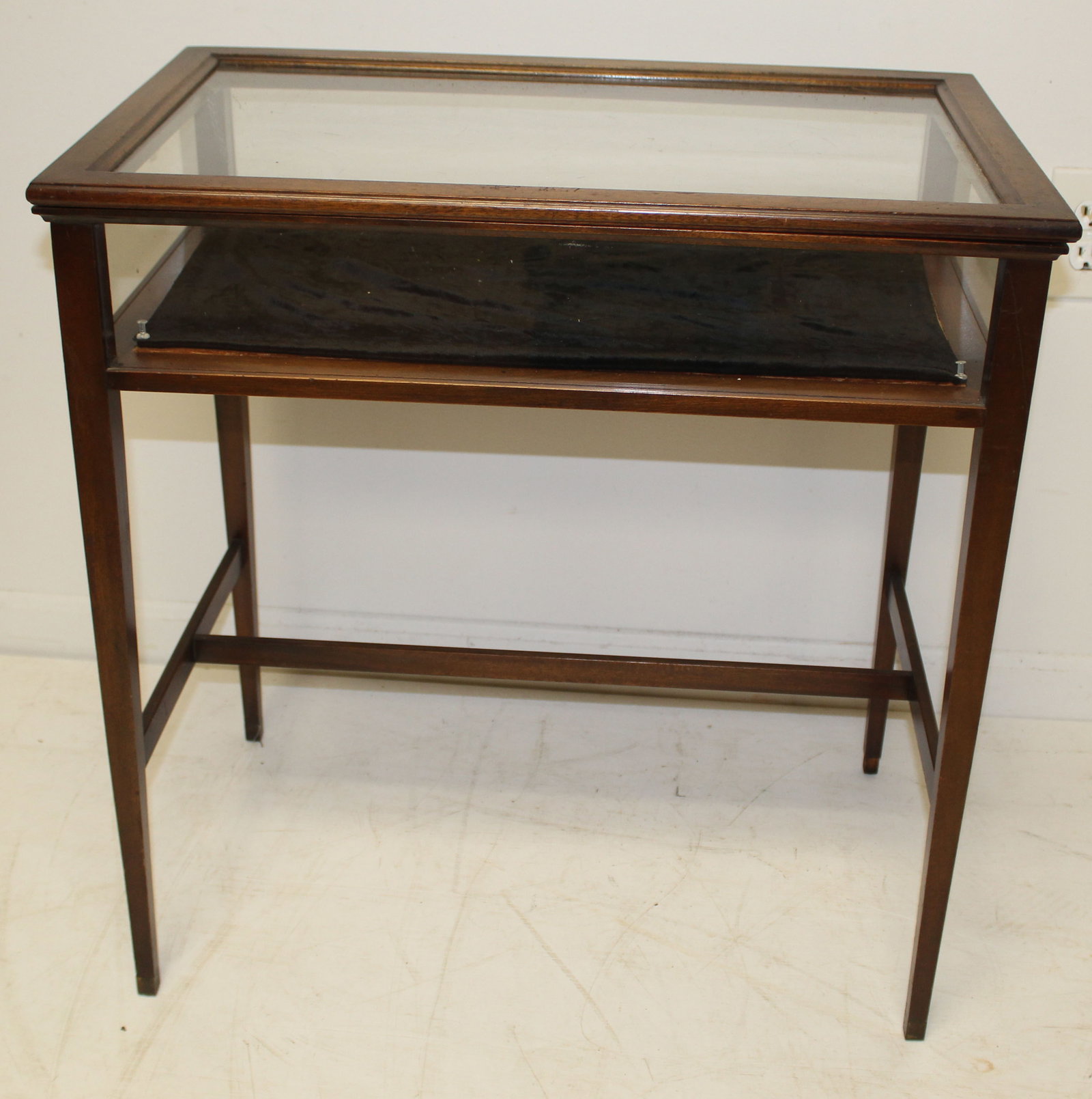 Wood & glass lift top vitrine display case - 27" tall x 26" wide x 16" deep: Wood & glass lift top vitrine display case - 27" tall x 26" wide x 16" deep