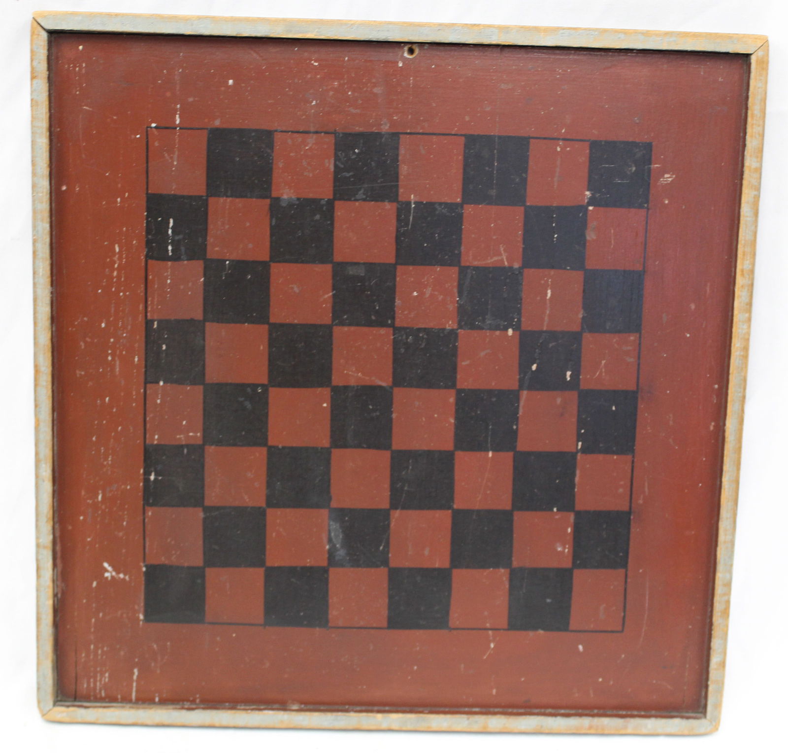 Wooden red & black painted checkers game board - 16 3/4"x16 3/4"