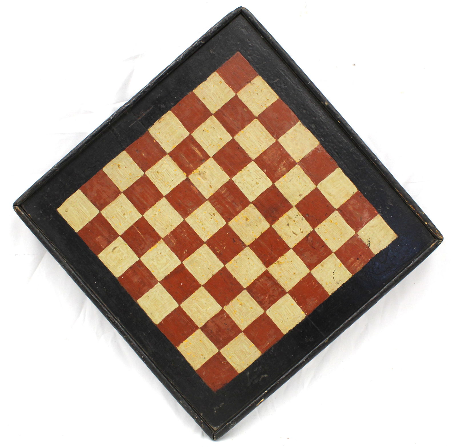 Wooden red, black & white painted checkers game board - 15"x15 1/2" (1 of 5)