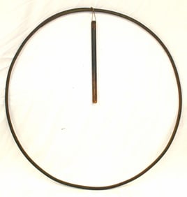 Wooden hoop & stick rolling game - 34" diam hoop w 15" long stick