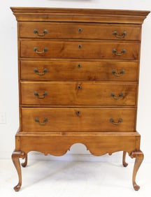 Antique chest on frame on QA cabriole legs ending in pad feet - 57 3/4" tall x 41" wide x 20 1/2"