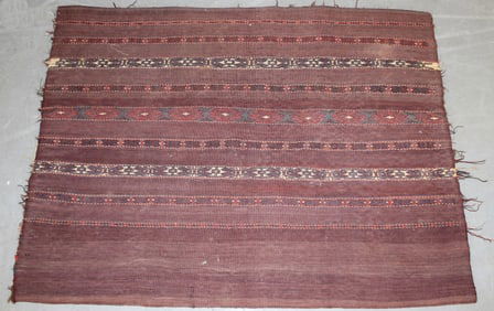 Antique Turkoman Yomut bag - last Q 19thC - 3'7"x5'4" (overall opened size)