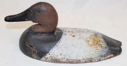 Cast iron painted duck decoy - 6" tall x 14" long