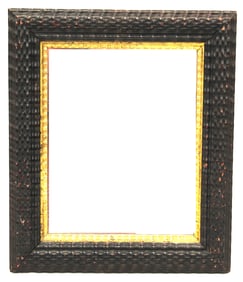 Antique wooden framed mirror w gilt liner - 17"x14 1/4"