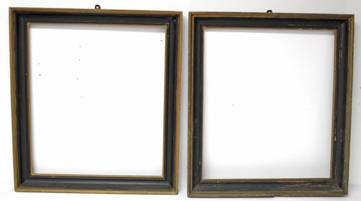 Pair of large painted black & gold wooden frames - 28 1/2"x25 1/2"