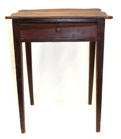 Antique 1 drawer stand w shaped top - 26" tall x 21"x16" top