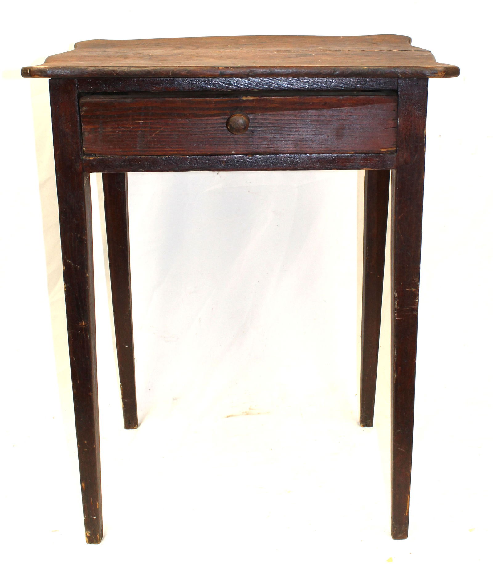 Antique 1 drawer stand w shaped top - 26" tall x 21"x16" top (1 of 3)