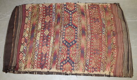 Antique Turkish cargo/storage bag - last Q 19thC - 3'5"x5'6"