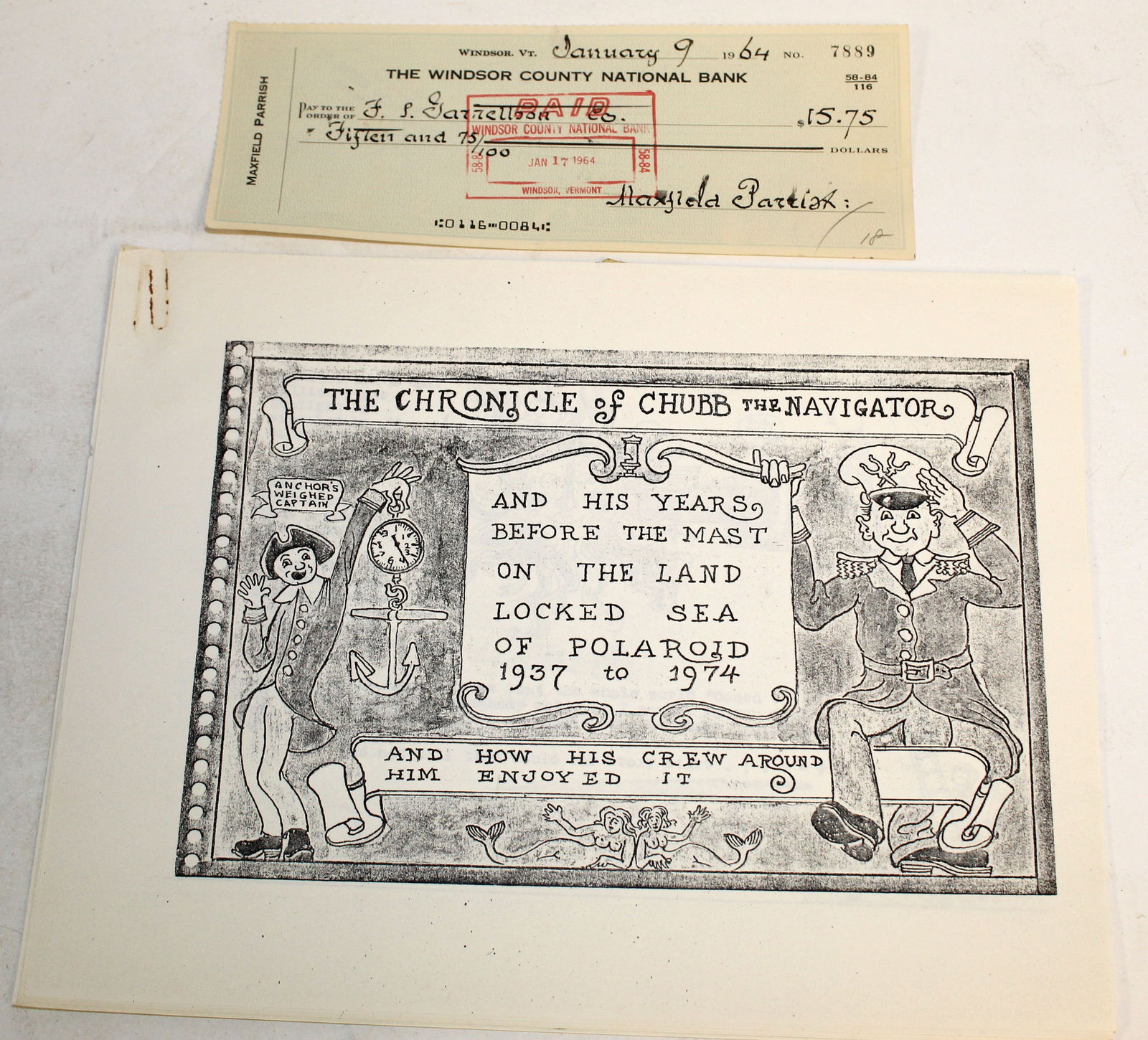Maxfield Parrish signed check with Maxfield Parrish Jr booklet - humorous satire of Polaroid Co ca (1 of 11)