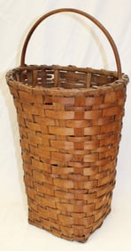Tall round gathering basket w fixed handle - 19" tall x 10 1/2"