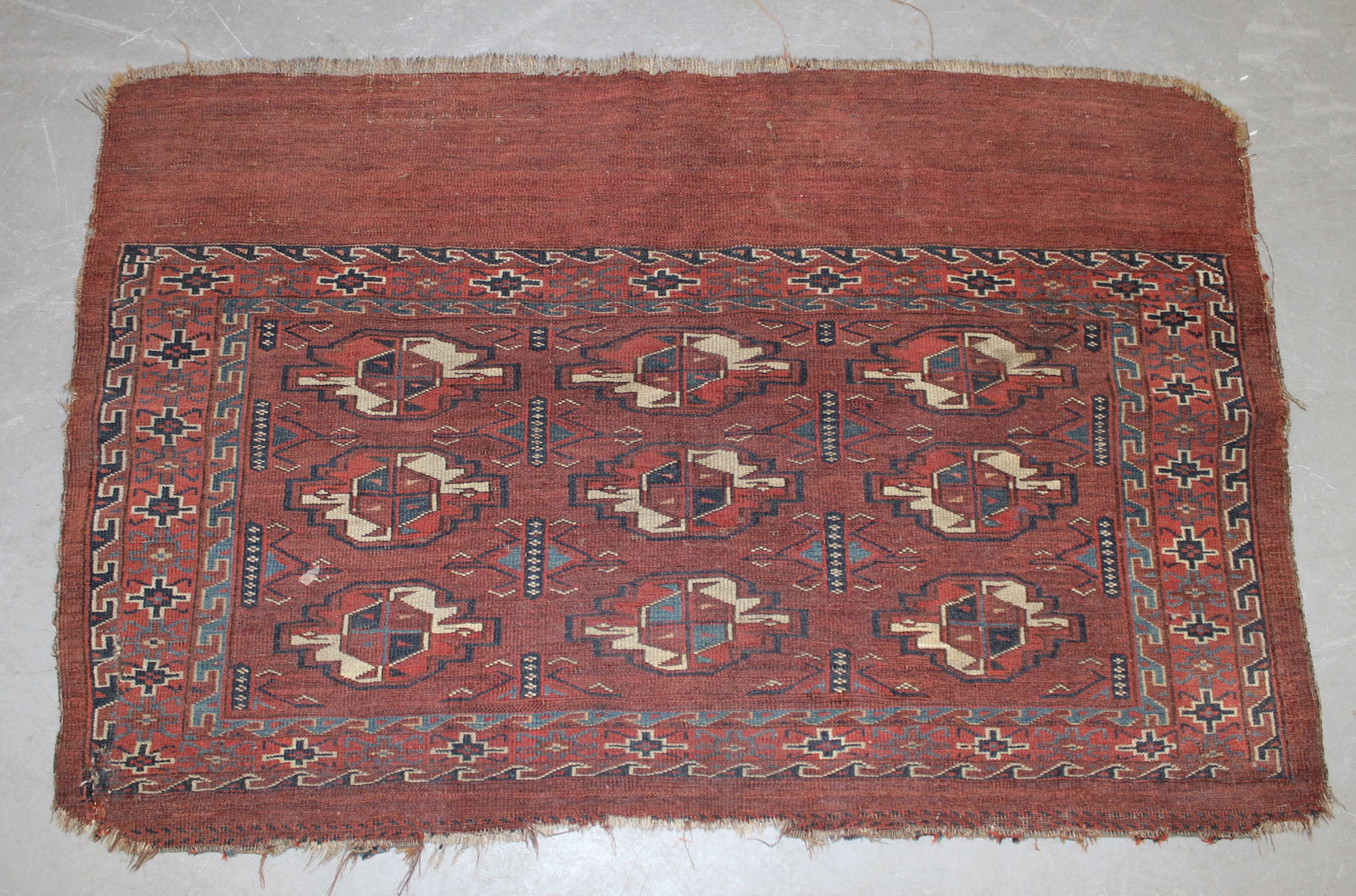 Antique Turkoman Yomut Chubal - last Q 19thC - 28"x44": Antique Turkoman Yomut Chubal - last Q 19thC - 28"x44"