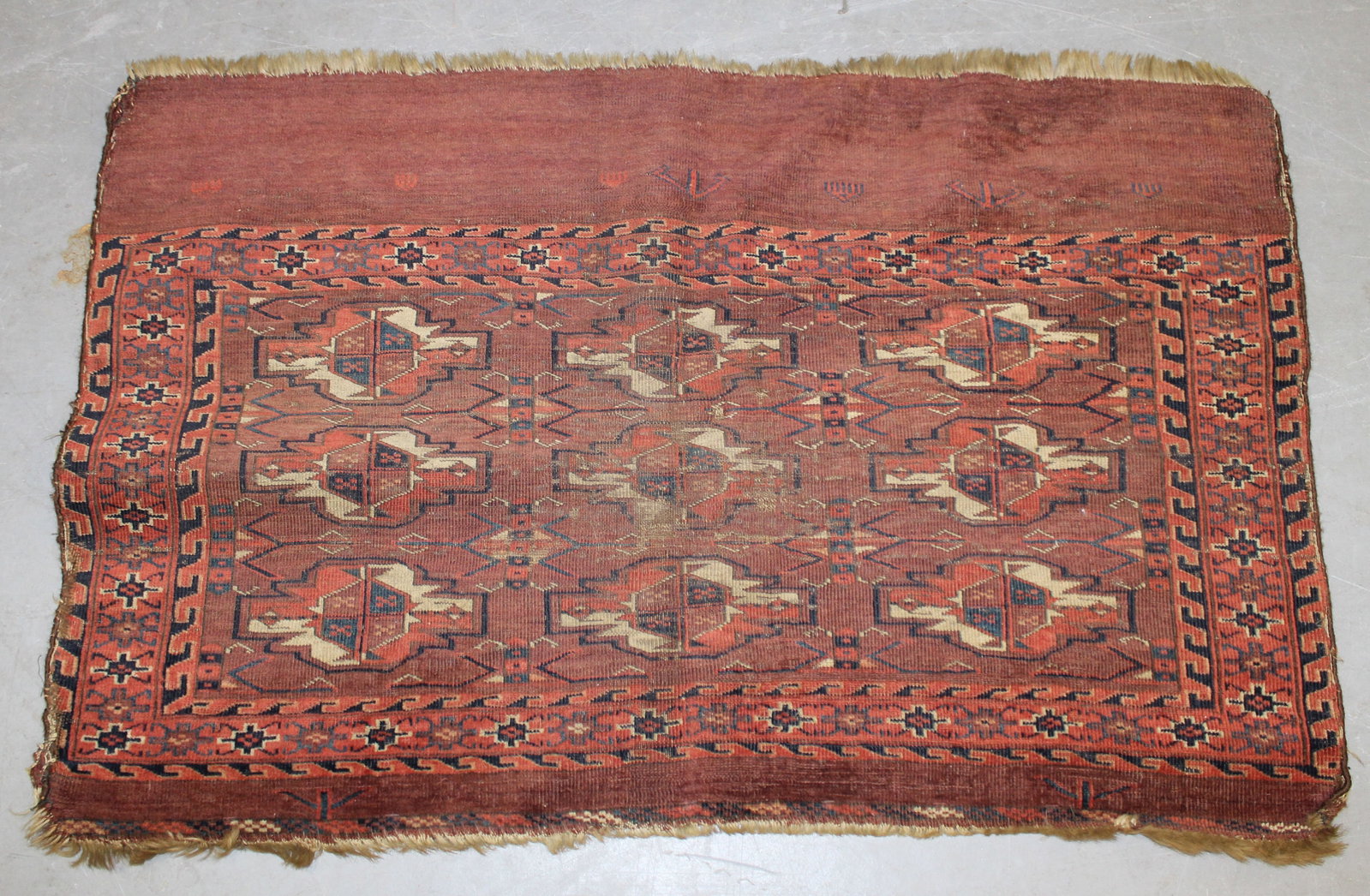 Antique Turkoman Yomut Chubal - last Q 19thC - 28"x44": Antique Turkoman Yomut Chubal - last Q 19thC - 28"x44"