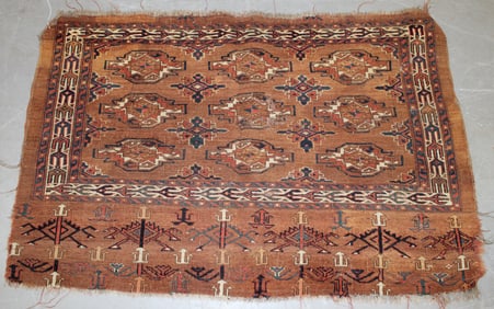 Antique Turkoman Yomut Chubal - last Q 19thC - 32"x49"