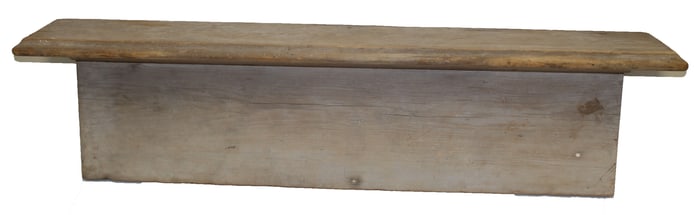 Antique mantle shelf in gray paint - 52" long x 14" tall x 9 1/2" deep