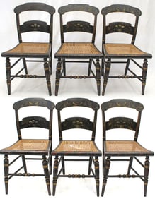 Set of 6 Hitchcock style black painted chairs