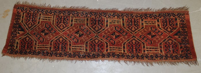 Antique Turkoman Ersari Torba bag face - last Q 19thC - 14"x49"