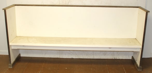Wooden painted white church pew - 88" long x 39" tall x 17 1/2" deep