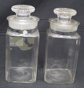 Pair of glass apothecary jars - 11" tall