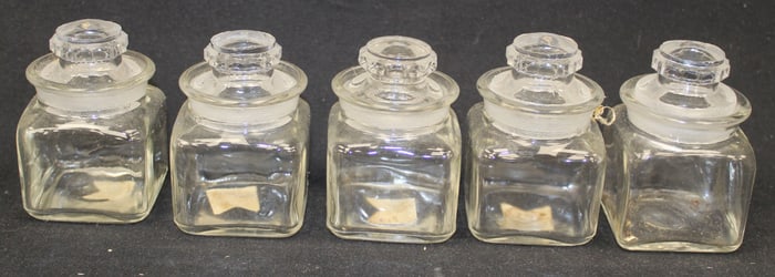 Lot of 5 matching mini apothecary jars - 3"