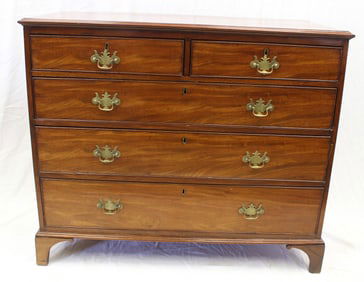 Chippendale 2 over 3 drawer chest of drawers on bracket base - 36" tall x 44" wide x 21" deep
