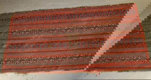 Antique Turkoman Ersari tribal trapping Oriental Rug - last Q 19thC - 3'4"x6'8"