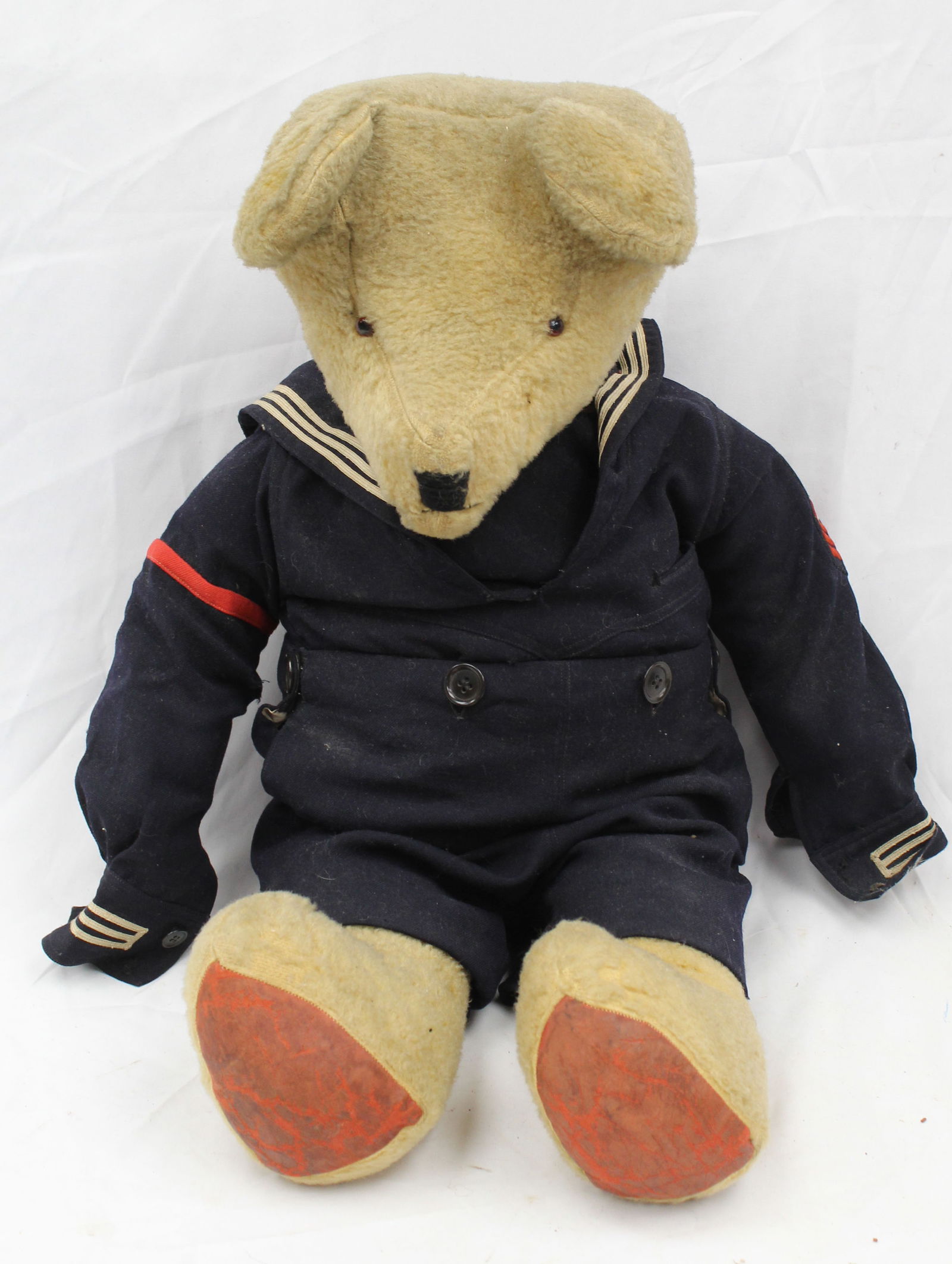 Antique large teddy bear in military uniform - (1 of 3)