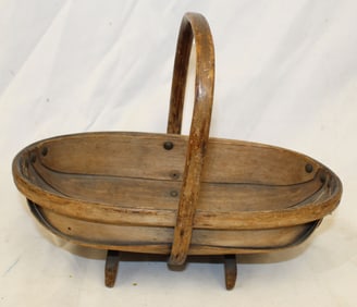 Antique wooden trug - 7 1/2" tall x 10" wide x 5 1/2" deep