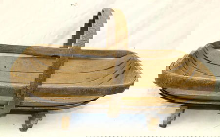 Antique wooden trug - 11" tall x 19 1/2" wide x 10" deep