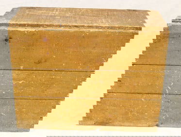 Antique wood box in mustard paint - 22" tall x 28"x12"