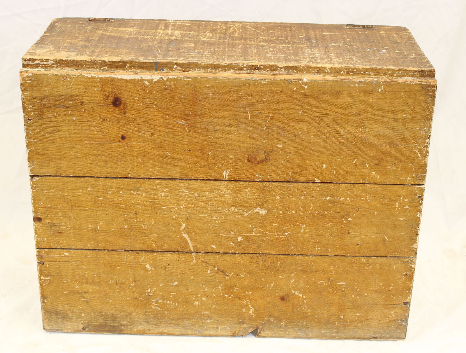Antique wood box in mustard paint - 22" tall x 28"x12" (1 of 5)