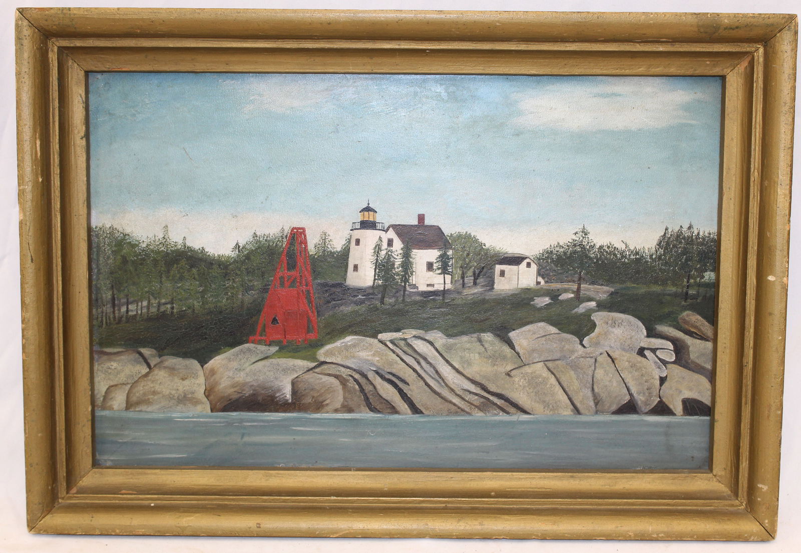 Antique o/bd lighthouse scene - 14"x20" (1 of 8)
